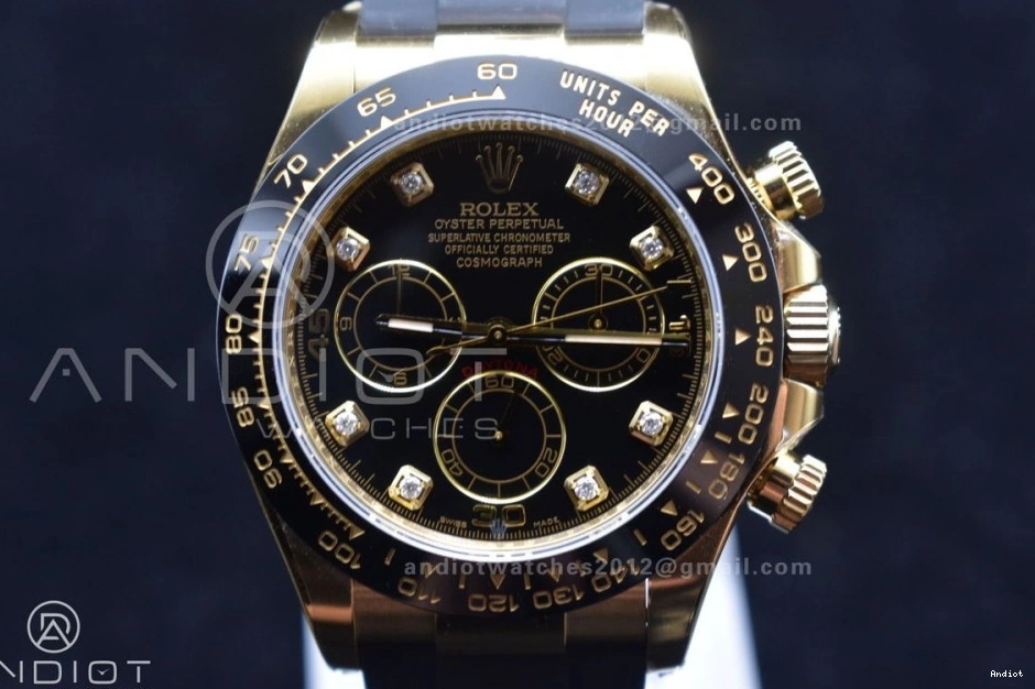 Daytona 116518 Diamonds Edition Rubber Dial 1:1 Black Strap Oysterflex SA4130 Clean on Best V2 0516
